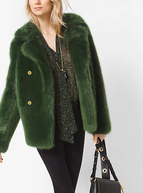 mike kors faux fur peacoat